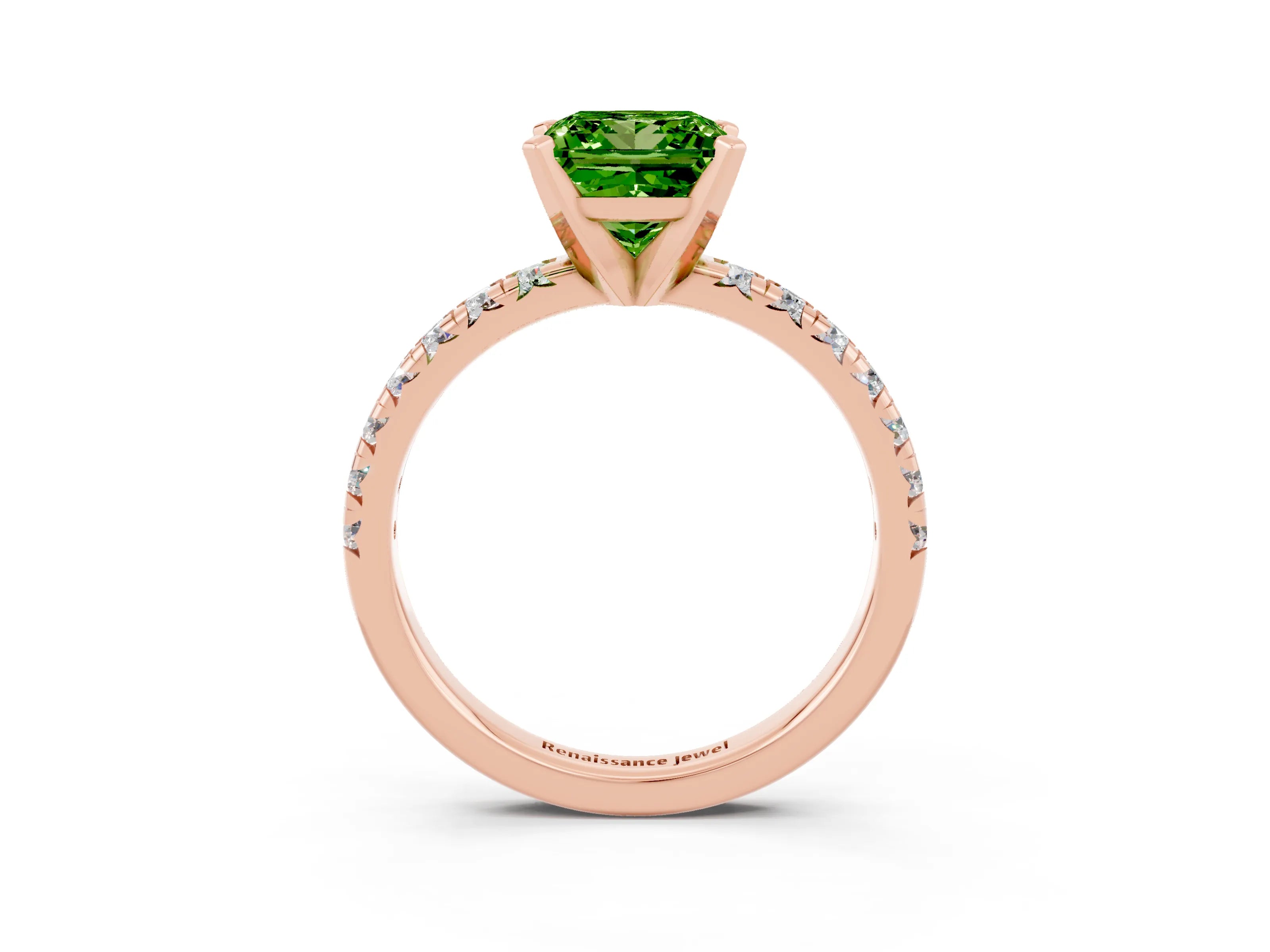 Rose gold Princess Cut Solitaire Pave Diamond Engagement Ring with Four-Prong Setting_3