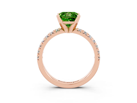 Rose gold Princess Cut Solitaire Pave Diamond Engagement Ring with Four-Prong Setting_3