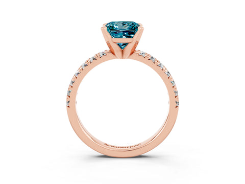 Rose gold Princess Cut Solitaire Pave Diamond Engagement Ring with Four-Prong Setting_3