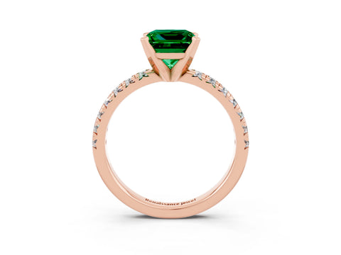 Rose gold Princess Cut Solitaire Pave Diamond Engagement Ring with Four-Prong Setting_3