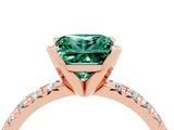 Rose gold Princess Cut Solitaire Pave Diamond Engagement Ring with Four-Prong Setting_4