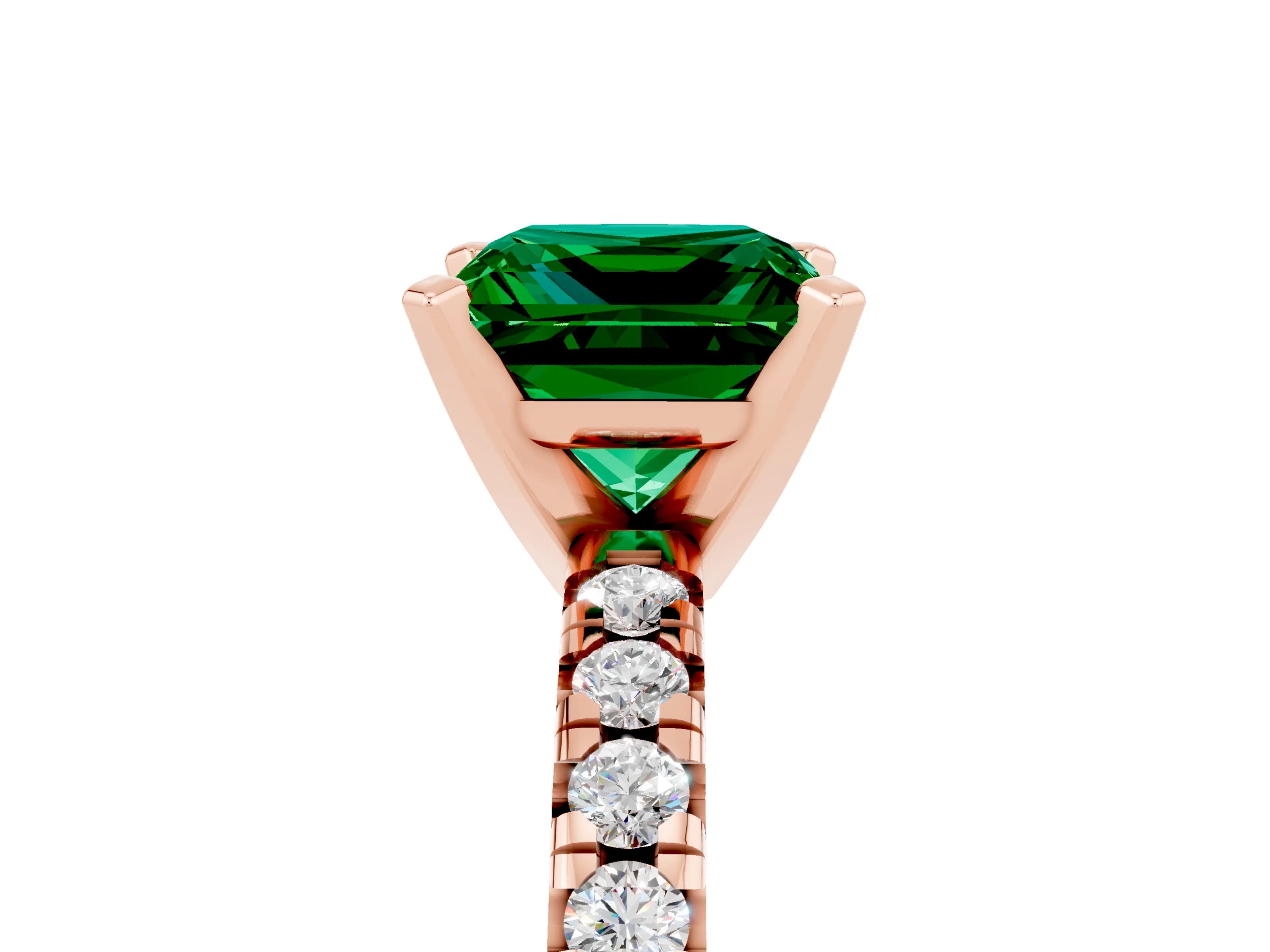 Rose gold Princess Cut Solitaire Pave Diamond Engagement Ring with Four-Prong Setting_5