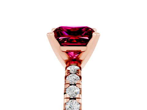 Rose gold Princess Cut Solitaire Pave Diamond Engagement Ring with Four-Prong Setting_5