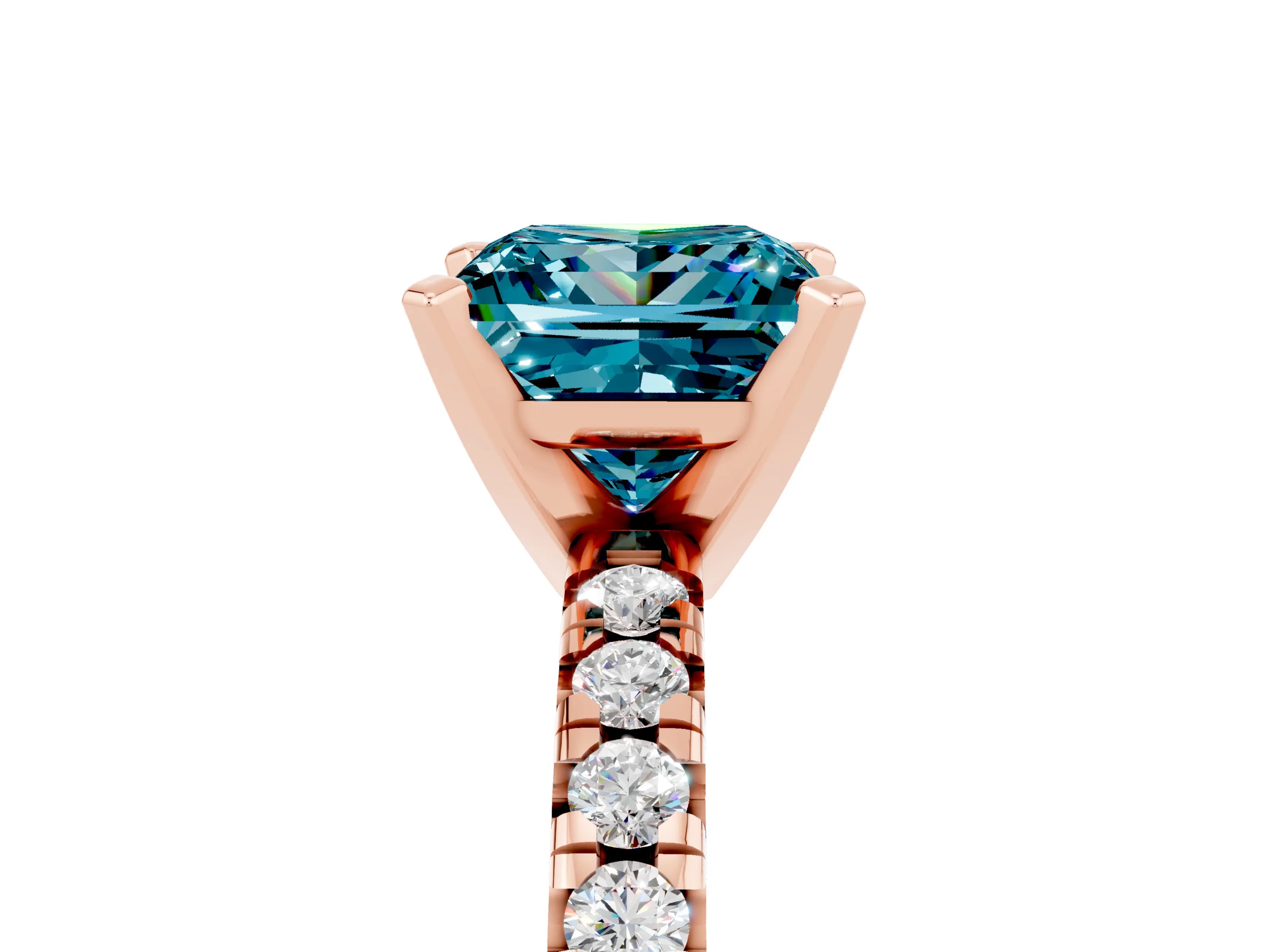 Rose gold Princess Cut Solitaire Pave Diamond Engagement Ring with Four-Prong Setting_5
