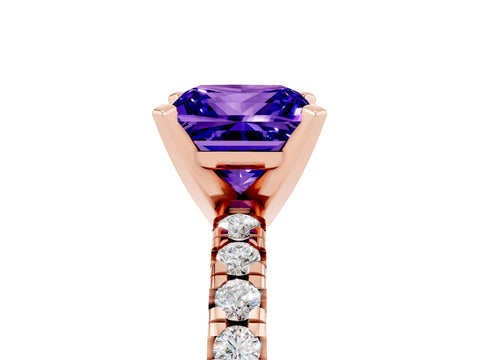 Rose gold Princess Cut Solitaire Pave Diamond Engagement Ring with Four-Prong Setting_5