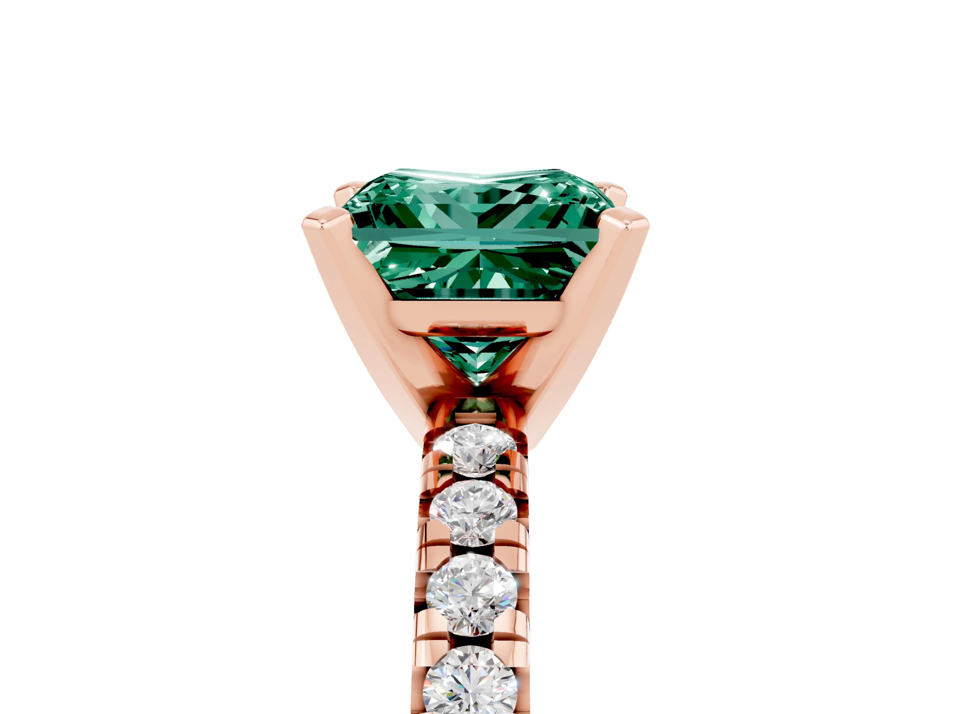 Rose gold Princess Cut Solitaire Pave Diamond Engagement Ring with Four-Prong Setting_5