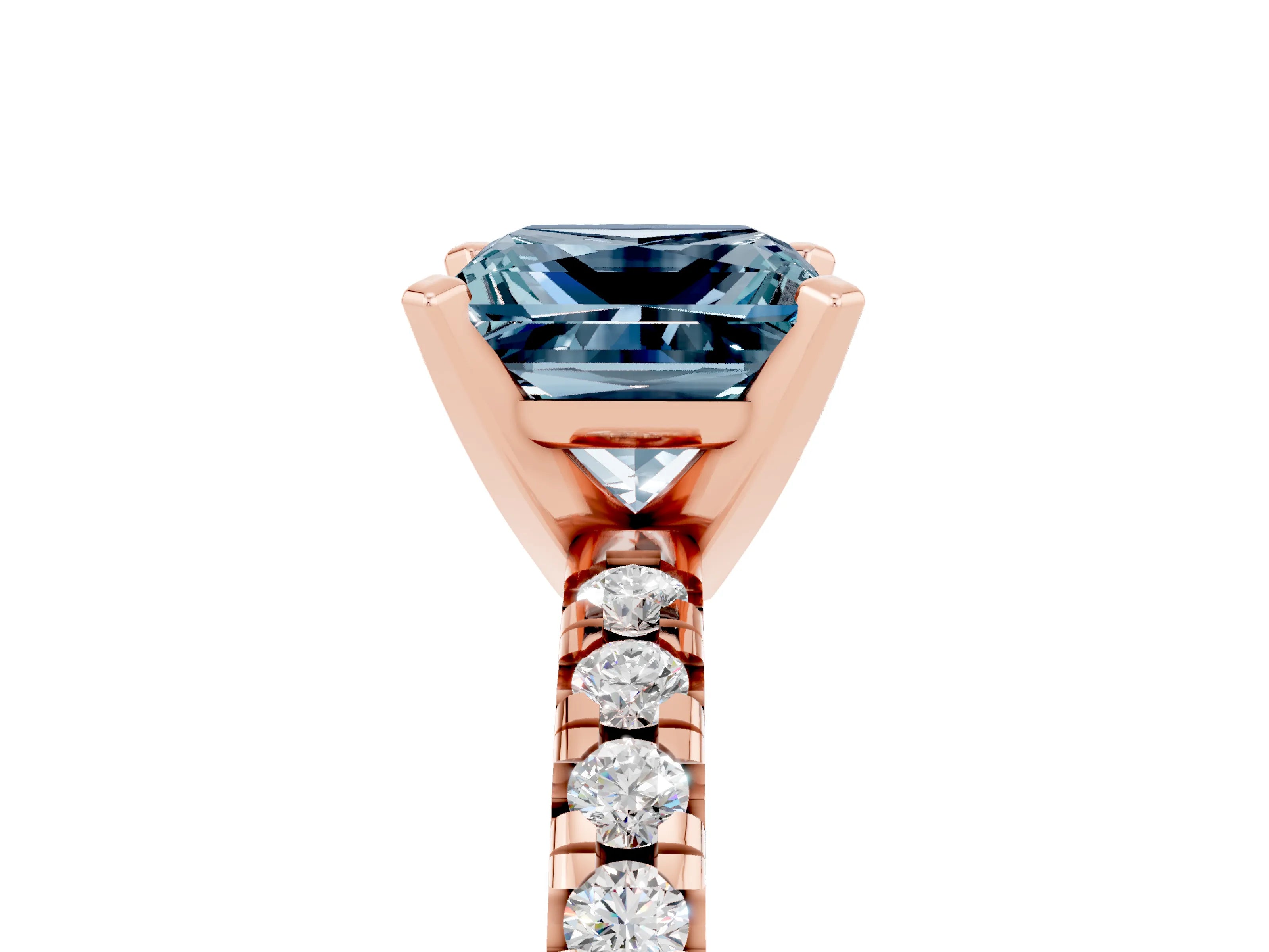Rose gold Princess Cut Solitaire Pave Diamond Engagement Ring with Four-Prong Setting_5