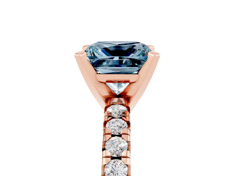 Rose gold Princess Cut Solitaire Pave Diamond Engagement Ring with Four-Prong Setting_5