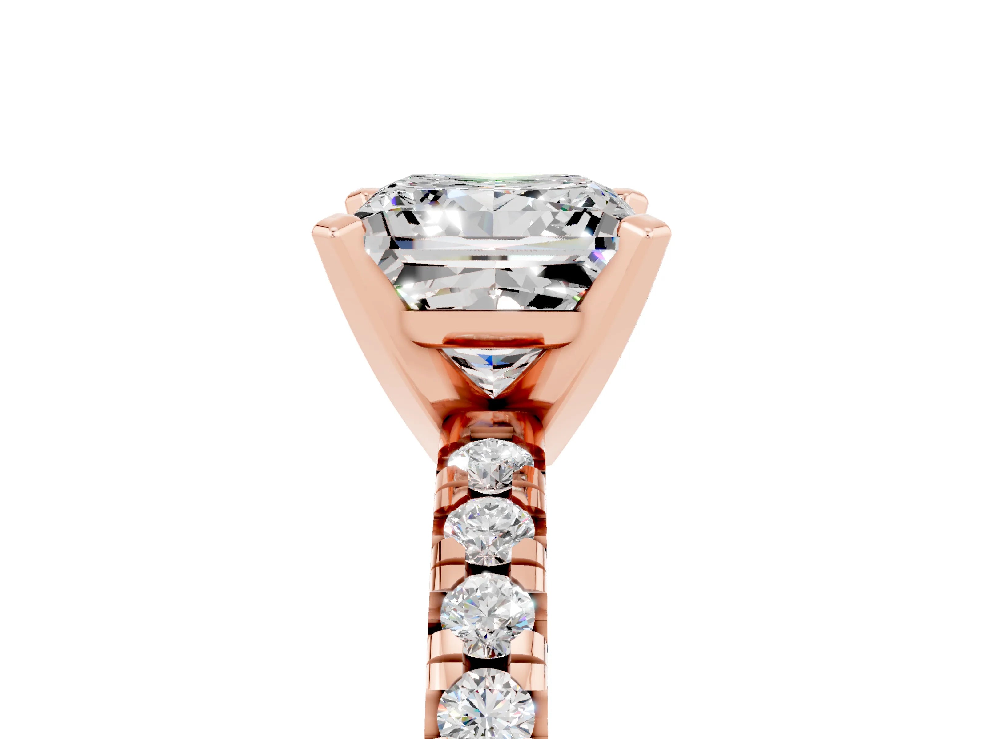 Rose gold Princess Cut Solitaire Pave Diamond Engagement Ring with Four-Prong Setting_5