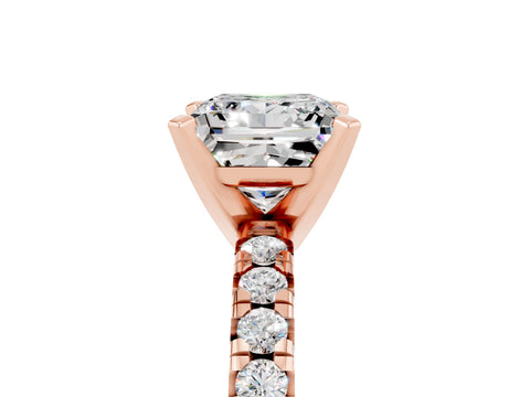 Rose gold Princess Cut Solitaire Pave Diamond Engagement Ring with Four-Prong Setting_5
