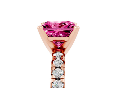 Rose gold Princess Cut Solitaire Pave Diamond Engagement Ring with Four-Prong Setting_5
