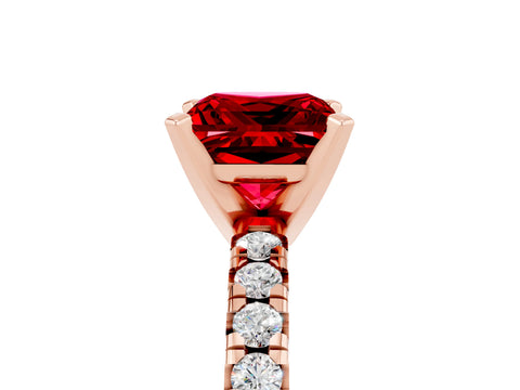 Rose gold Princess Cut Solitaire Pave Diamond Engagement Ring with Four-Prong Setting_5
