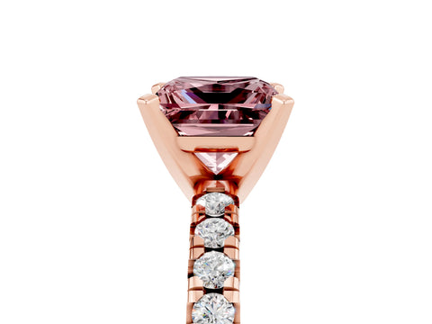 Rose gold Princess Cut Solitaire Pave Diamond Engagement Ring with Four-Prong Setting_5