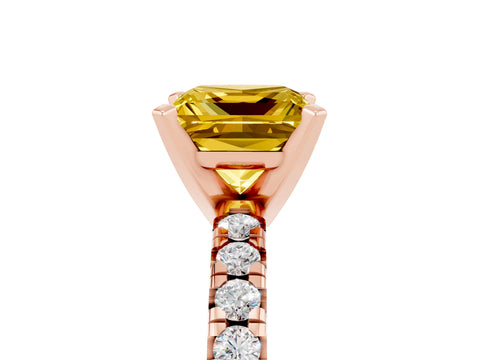 Rose gold Princess Cut Solitaire Pave Diamond Engagement Ring with Four-Prong Setting_5