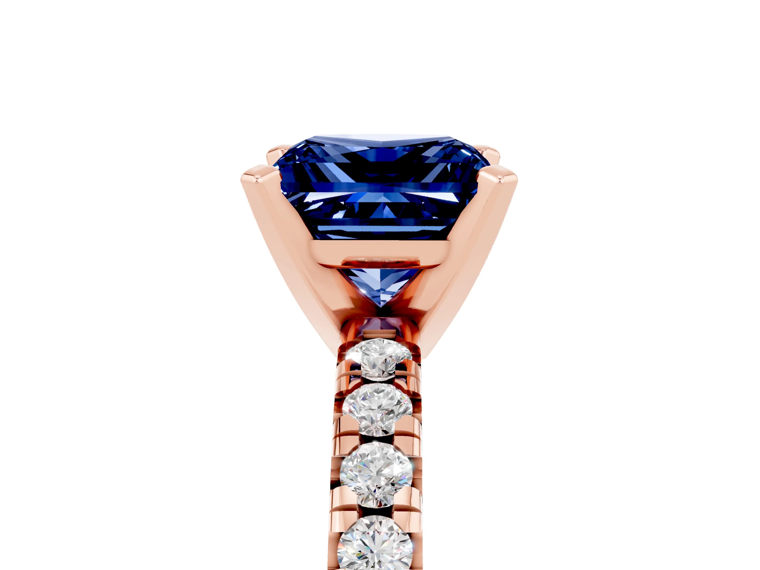 Rose gold Princess Cut Solitaire Pave Diamond Engagement Ring with Four-Prong Setting_5