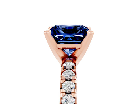 Rose gold Princess Cut Solitaire Pave Diamond Engagement Ring with Four-Prong Setting_5