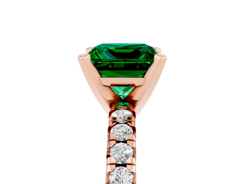 Rose gold Princess Cut Solitaire Pave Diamond Engagement Ring with Four-Prong Setting_5