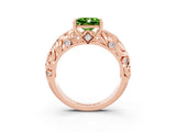 Rose gold Princess Cut Solitaire Peridot Leaf-Inspired Vine Band Ring with Prong Setting_3