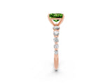 Rose gold Princess Cut Solitaire Peridot Ring with Pave Band and Four-Prong Setting_2