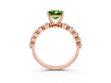 Rose gold Princess Cut Solitaire Peridot Ring with Pave Band and Four-Prong Setting_3