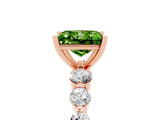 Rose gold Princess Cut Solitaire Peridot Ring with Pave Band and Four-Prong Setting_5