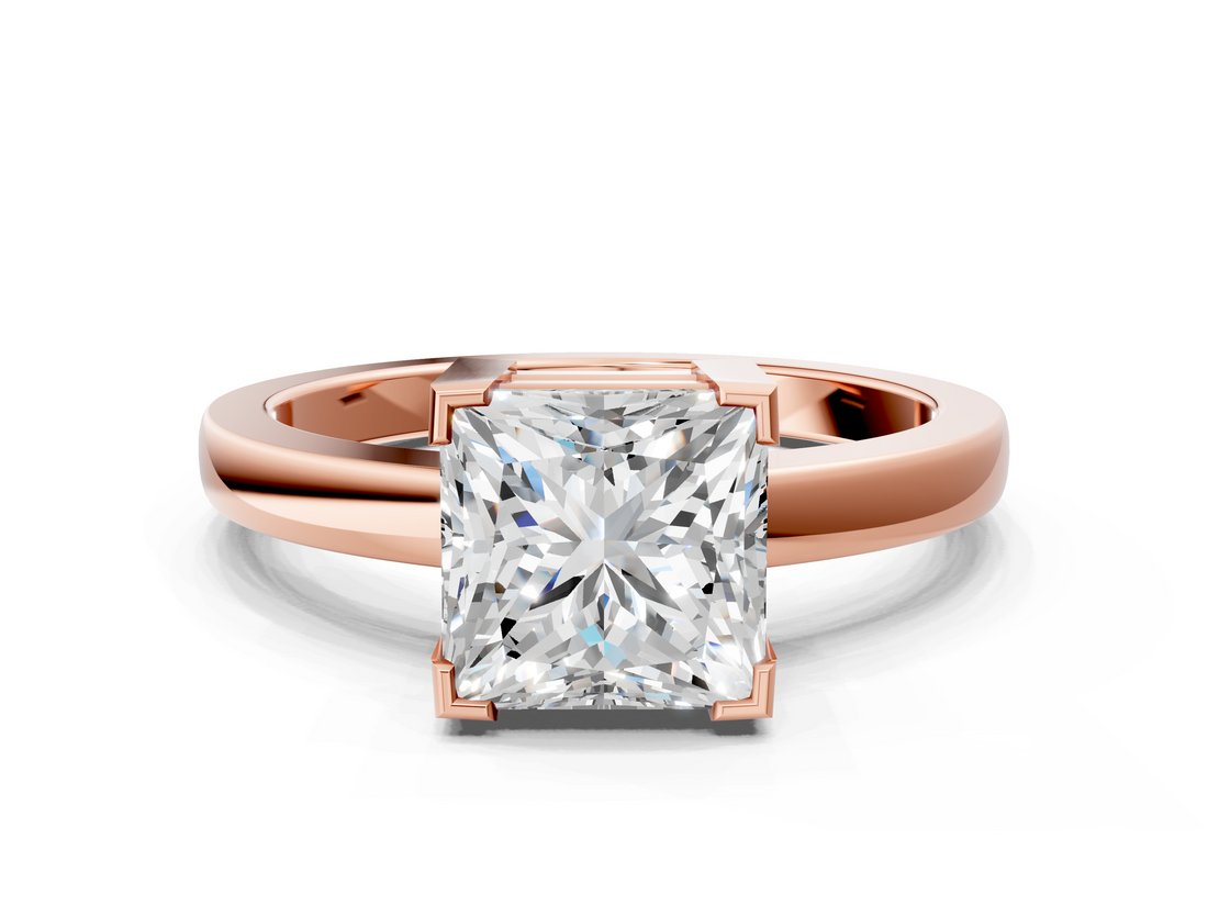 Rose gold Princess Cut Solitaire Ring with Four-Prong Setting and Classic Band_40