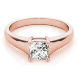 Rose gold Princess Cut Solitaire Ring with Split Shank and Four-Prong Setting 1