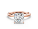 Rose gold Princess Cut Solitaire Ring with Thin Band and Four-Prong Setting_36