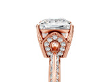 Rose gold Princess Cut Solitaire Split Shank Pave Diamond Engagement Ring with Four-Prong Setting_14