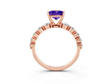 Rose gold Princess Cut Solitaire Tanzanite Ring with Pave Band and Four-Prong Setting_3
