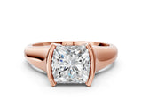 Rose gold Princess Cut Solitaire Tension Set Diamond Ring with Split Shank Band_15