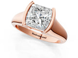 Rose gold Princess Cut Solitaire Tension Set Diamond Ring with Split Shank Band_16