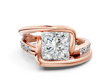 Rose gold Princess Cut Solitaire Tension-Set Diamond Split Shank Ring_15
