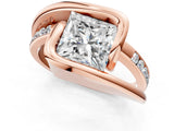 Rose gold Princess Cut Solitaire Tension-Set Diamond Split Shank Ring_16