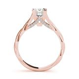 Rose gold Princess Cut Solitaire Twist Band Ring with Channel Prong Setting 2