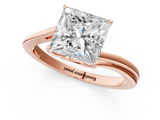 Rose gold Princess Cut Solitaire Twist Band Ring with Four-Prong Setting_33