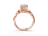 Rose gold Princess Cut Solitaire Twist Engagement Ring with Leaf Accents and Prong Setting_18