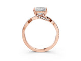 Rose gold Princess Cut Solitaire Twist Pave Diamond Engagement Ring with Prong Setting_18