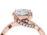 Rose gold Princess Cut Solitaire Twist Pave Diamond Engagement Ring with Prong Setting_19