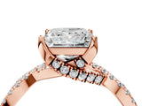 Rose gold Princess Cut Solitaire Twist Pave Diamond Engagement Ring with Prong Setting_43