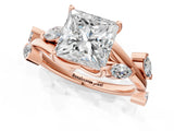 Rose gold Princess Cut Solitaire Twisted Band Marquise Accent Prong Setting Ring_16