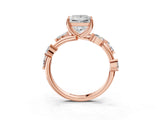 Rose gold Princess Cut Solitaire Twisted Band Marquise Accent Prong Setting Ring_18