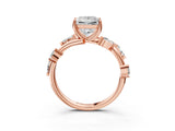 Rose gold Princess Cut Solitaire Twisted Band Marquise Accent Prong Setting Ring_6