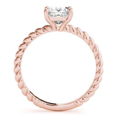 Rose gold Princess Cut Solitaire Twisted Band Ring with Four-Prong Setting 2