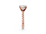 Rose gold Princess Cut Solitaire Twisted Band with Four-Prong Setting_145