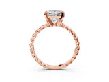 Rose gold Princess Cut Solitaire Twisted Band with Four-Prong Setting_146