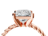Rose gold Princess Cut Solitaire Twisted Band with Four-Prong Setting_147