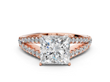 Rose gold Princess Cut Split Shank Pave Diamond Engagement Ring with Four-Prong Setting_28