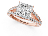 Rose gold Princess Cut Split Shank Pave Diamond Engagement Ring with Four-Prong Setting_29