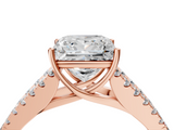 Rose gold Princess Cut Split Shank Pave Diamond Engagement Ring with Four-Prong Setting_32